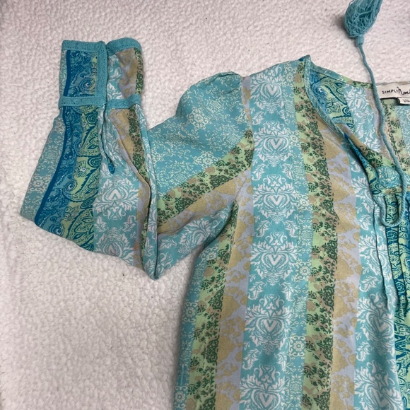 Women’s Simply Noelle L/XL(12-14) Blue/Green Top - Picture 7 of 15